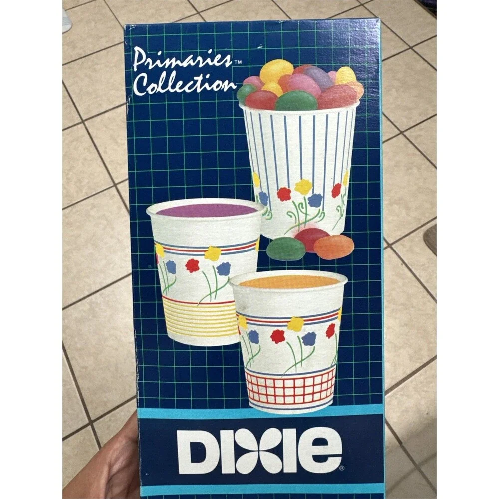 Vintage Dixie 5oz Paper 100 Kitchen Cups Primary Collection New 5 Oz 1987 80’s